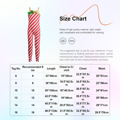 Kids Candy Cane Striped Christmas Tutu Leotard — Sequined Santa Bodysuit for Ballet & Gymnastics