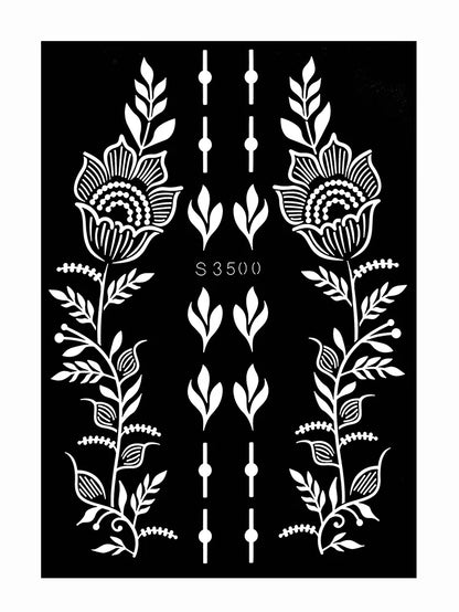 Reusable Henna Stencil Templates for Hand & Body – Floral Tattoo Stencils for Women, Weddings & Festivals Body Art Makeup Tools