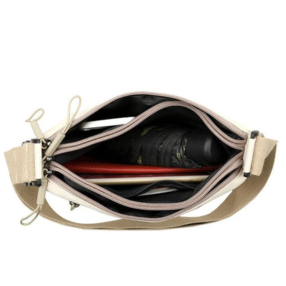 High-Capacity Canvas Crossbody Bag - Multi-Pocket Shoulder Purse for Women and Everyday Shopping
