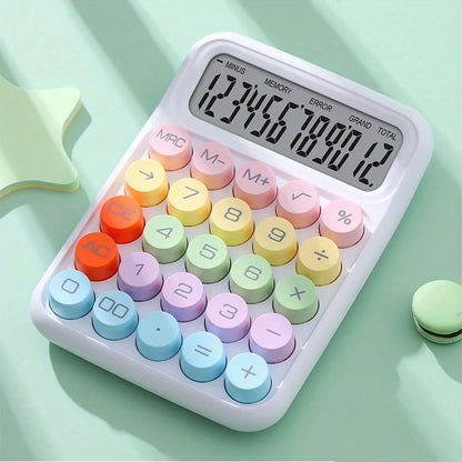 12-Digit Large LCD Desktop Calculator – Big Round Button Flexible Keyboard Calculator for Office, School & Everyday Use