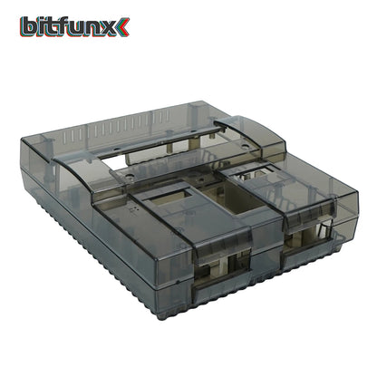 Bitfunx SNES Replacement Shell – Transparent Black Case for Nintendo SNES SFC US Version Retro Gaming Console