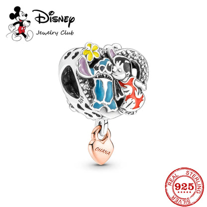 New 925 Sterling Silver Mickey Minnie Vinnie Charm – Beaded Fit for Original Pendant Bracelet, DIY Ladies Jewelry
