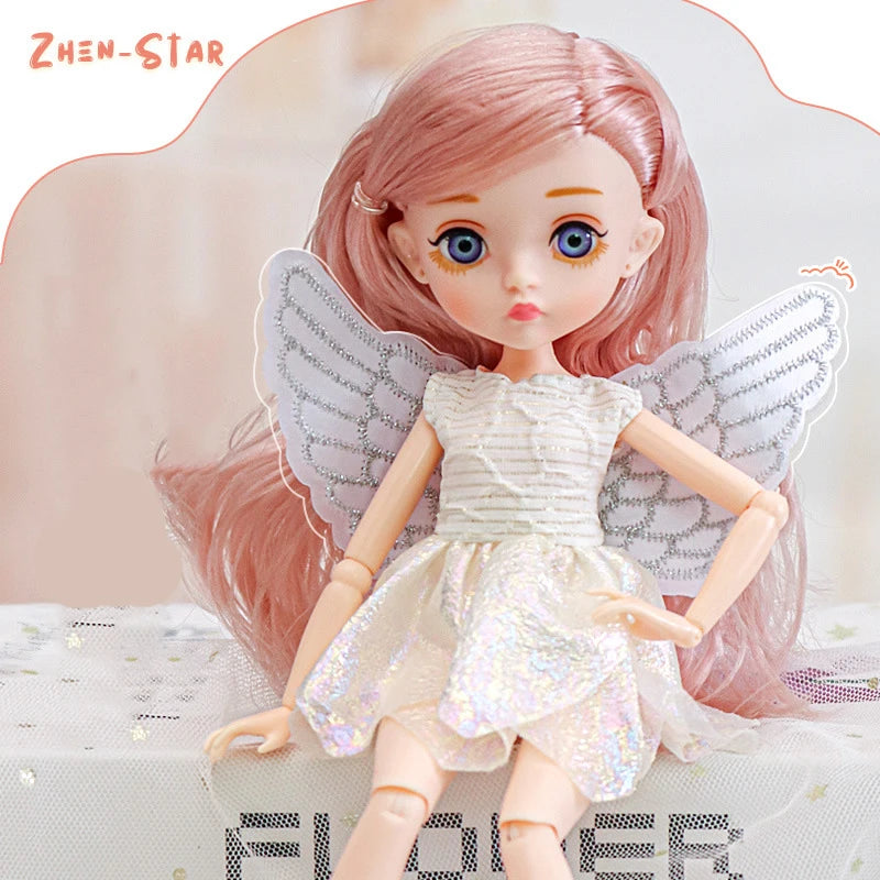 Slim 26cm BJD Doll for Girls – 13 Movable Joints with Princess Outfit, Blue Eyes & Eyelash Accessories