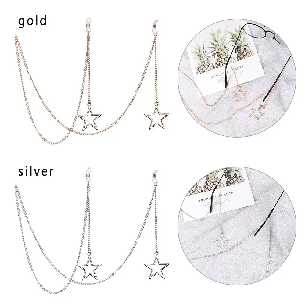 New Fashion Women's Eyeglass Chain - Hollow Star & Pearl Beaded Lanyard for Sunglasses & Reading Glasses, Neck Strap Holder