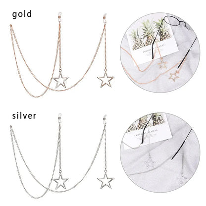 New Fashion Women's Eyeglass Chain - Hollow Star & Pearl Beaded Lanyard for Sunglasses & Reading Glasses, Neck Strap Holder
