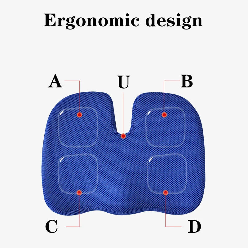 Memory Foam Seat Cushion – Office Chair & Home Use, Ergonomic Pillow for Back Pain Relief