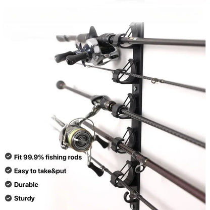 Wall Ceiling Fishing Rod Holder - 6 Rod Horizontal Storage Rack for Garage Organization & Tackle Gear
