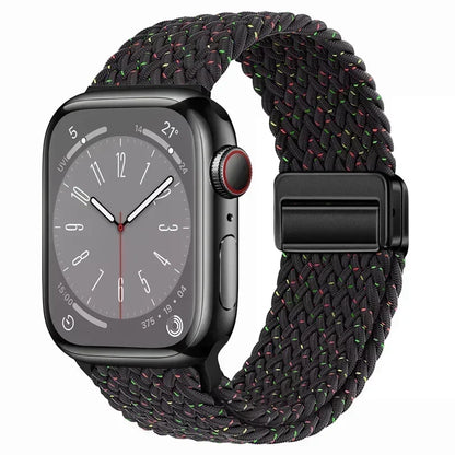 Nylon Braided Loop Apple Watch Band – Magnetic Metal Bracelet Strap for Ultra 2, Series 3–9 & SE (40mm–49mm) Adjustable Wristband