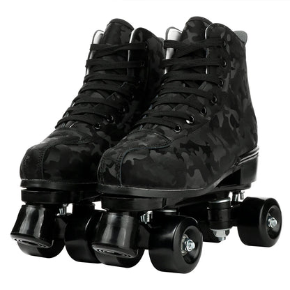 PU Leather Roller Skates – Inline & Quad Skating Shoes, Flashing 4-Wheel Sneakers, Europe Size, Training & Fun
