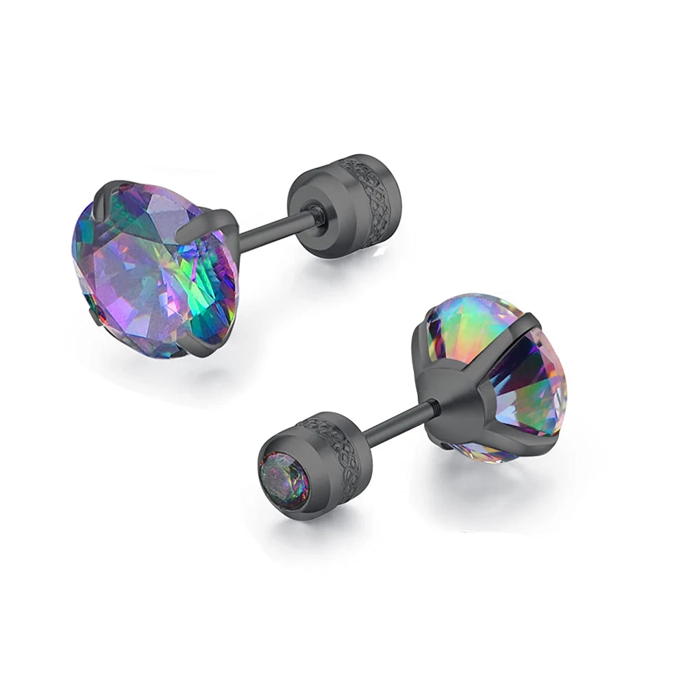 Medical Stainless Steel Crystal Zircon Ear Studs – Hypoallergenic Tragus & Cartilage Screw Piercing Earrings Jewelry