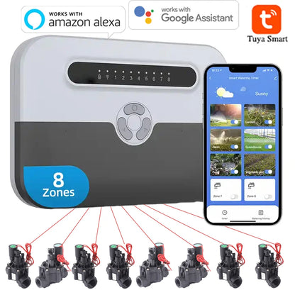 8 Station WiFi Smart Sprinkler Controller – Indoor Irrigation System, Remote Control via Phone, Alexa Compatible