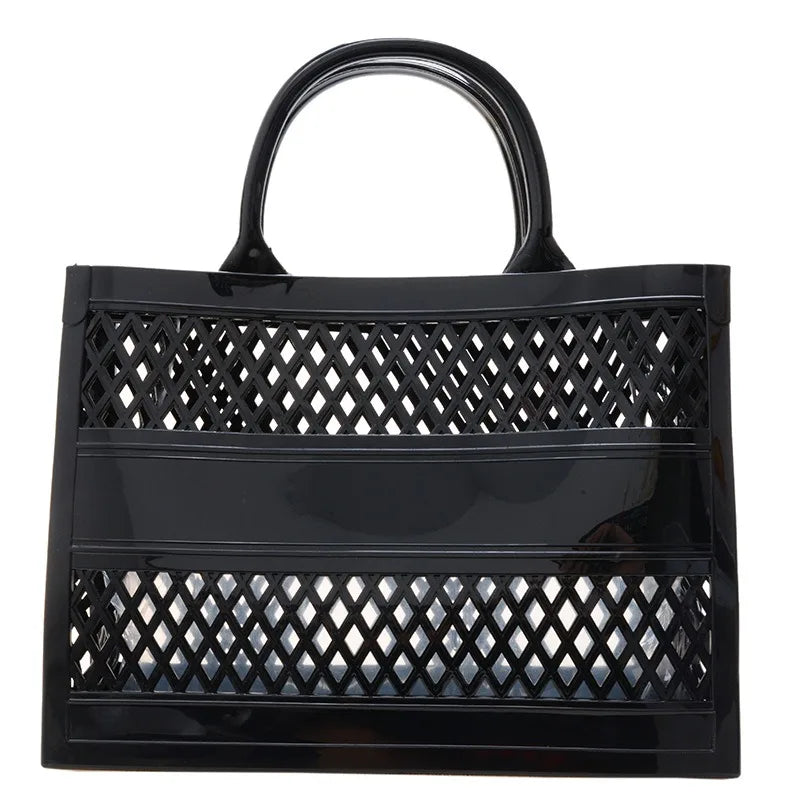 2025 Large Waterproof PVC Beach Tote Bag – Rubber Jelly Tote for Women, Travel, Picnic & Shopping Storage Handbag