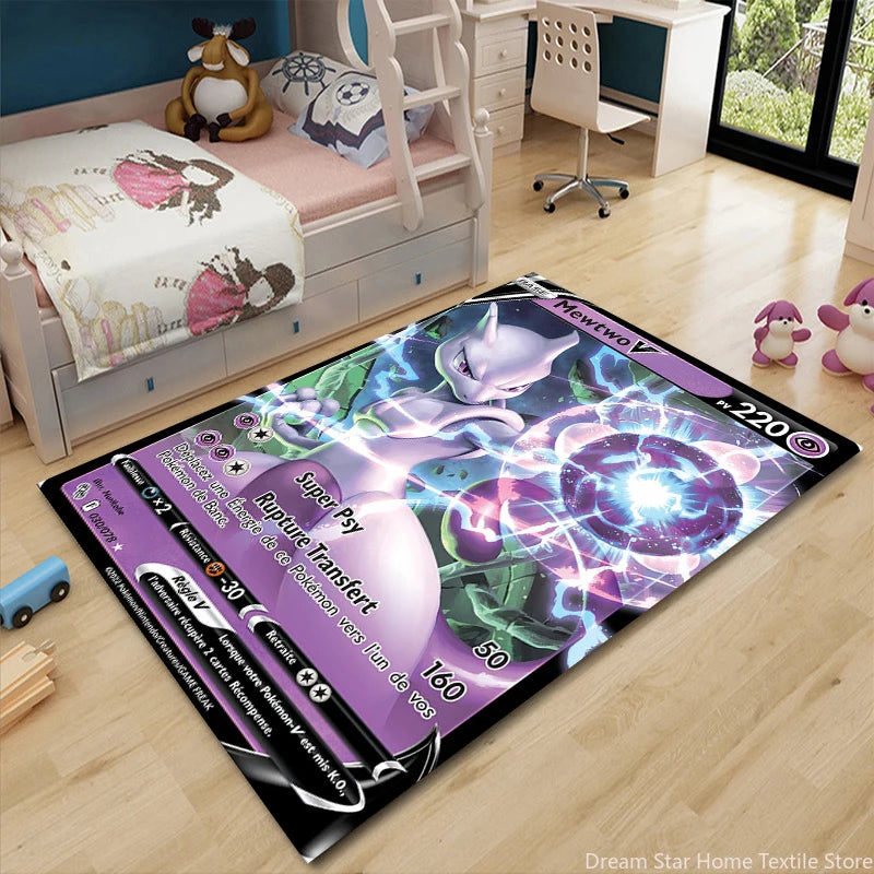 Pikachu Anime Area Rug - Non-Slip Pokemon Inspired Carpet for Living Room Kids Bedroom Home Decor