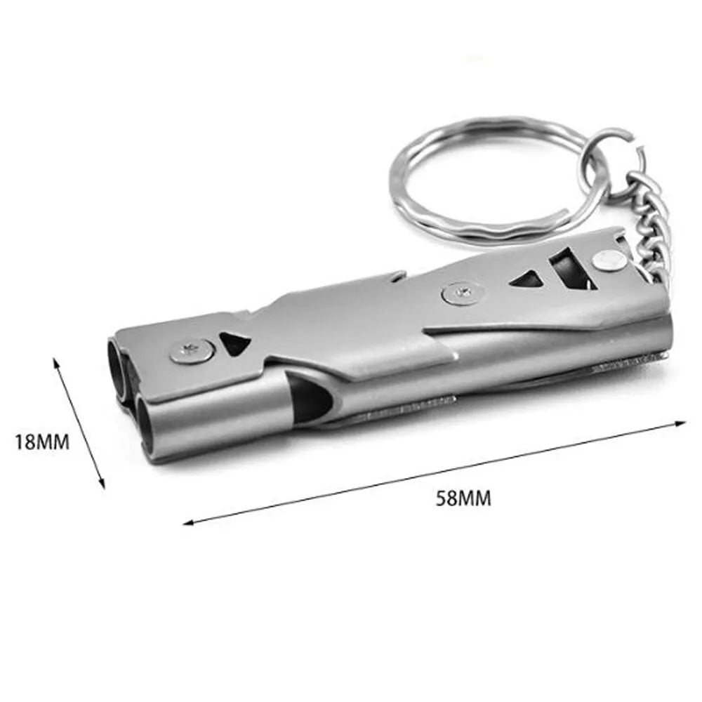 Double Pipe Survival Whistle Keychain – High Decibel Emergency Outdoor Camping Tool 1PC