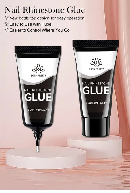BORN PRETTY 30ML Nail Rhinestone Glue - Gel Adhesive for 3D Nail Charms, Bling Gems & Nail Decoration Supplies