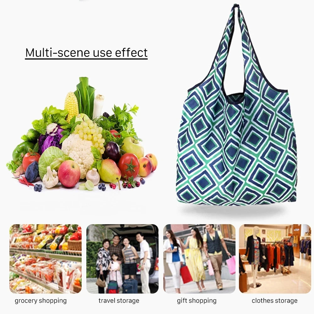 Large Foldable Reusable Shopping Tote Bag – Eco-Friendly Grocery & Beach Storage Shoulder Bag, Multi-Purpose Carry Pouch