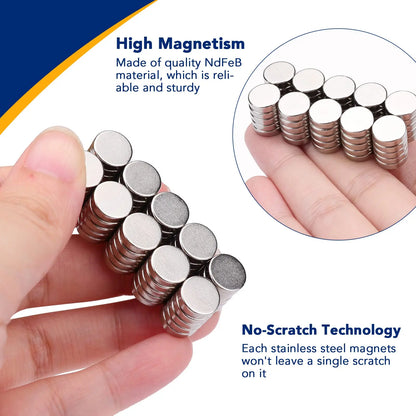 Super Strong Neodymium Disc Magnets - Powerful Rare Earth Magnets for Fridge, DIY, Building, Science, Crafts, and Office Use
