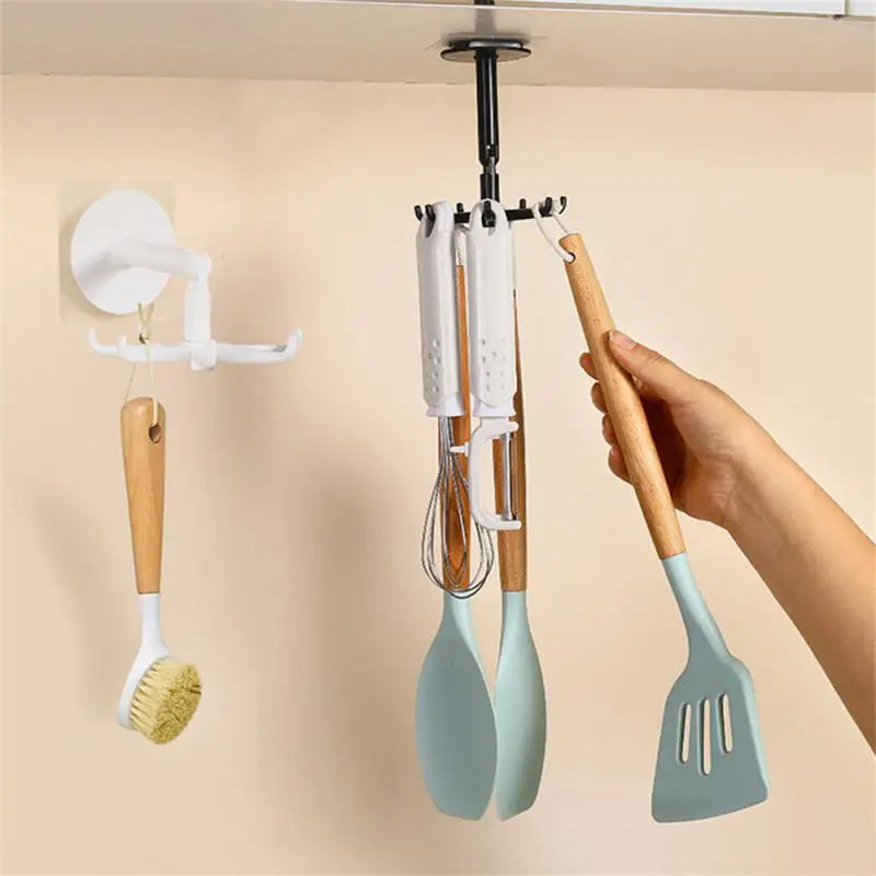 Kitchen 7-Claw Rotatable Hook Rack – 360° Multi-Purpose Spoon & Utensil Hanger, Storage Organizer Accessories
