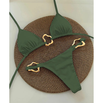 2025 Women’s Sexy Halter Micro Bikini Set – Solid Brazilian Thong Swimwear Beach Bathing Suit