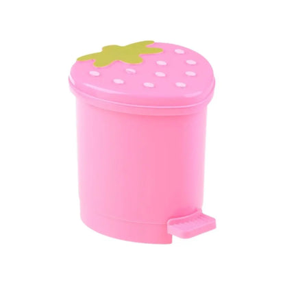 Red Strawberry Garbage Container - Reusable Decorative Trash Can with Lid and Washable Wastebasket