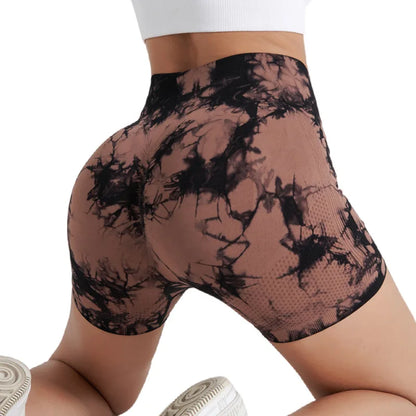 Women’s Yoga Shorts — High-Waisted Tie Dye Seamless Cycling & Running Sports Workout Gym Shorts S-XL