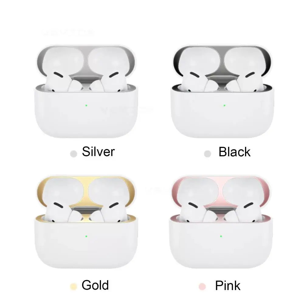 Dustproof Metal Sticker Cover for AirPods Pro 2 – Earphone Protector for Apple AirPods 3, Pro 2 Generation, Charging Box