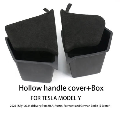 Tesla Model Y Berlin/Austin 2022-2025 Trunk Side Storage Bins – TPE Cargo Organizer with Carpet Lids