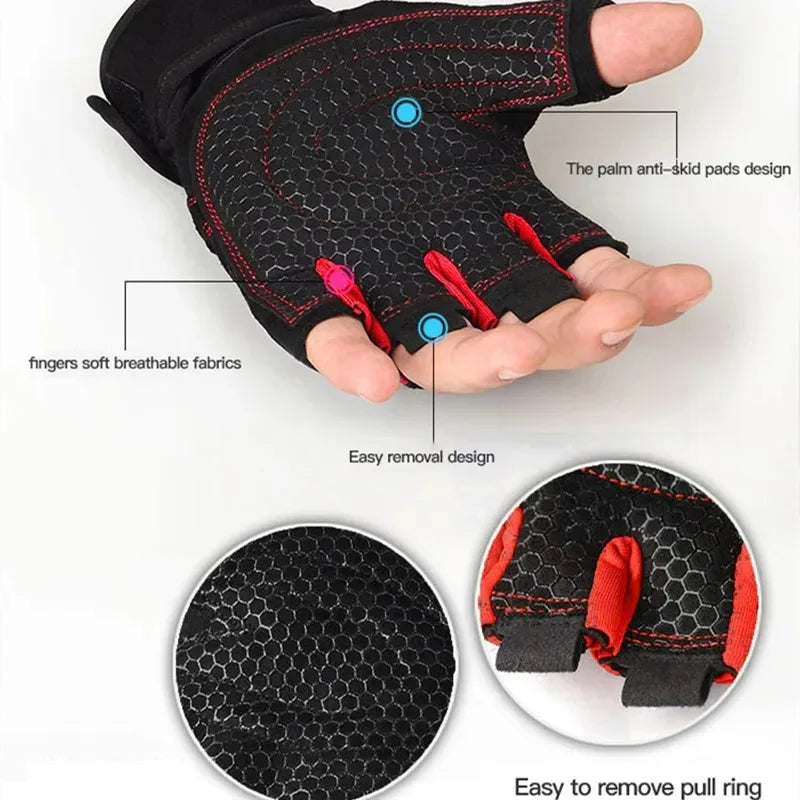 Outdoor Sports Fingerless Gloves – Long Wrist Guard for Men & Women, Ideal for Gym, Cycling, Hiking, Boxing & Training Workouts