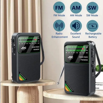 Portable AM/FM/SW Pocket Radio — Mini Receiver with Rechargeable Battery, Good Reception & Wired Earphone Support