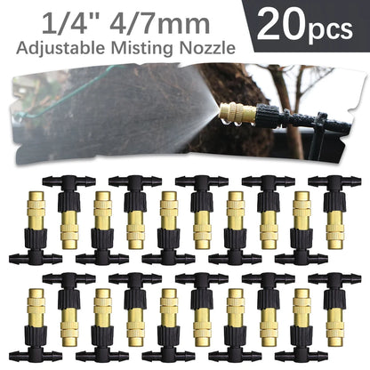 60W Self-Priming Misting Pump Kit 30–10m Cooling System with Adjustable Nozzle Atomizer for Garden Irrigation & Watering System