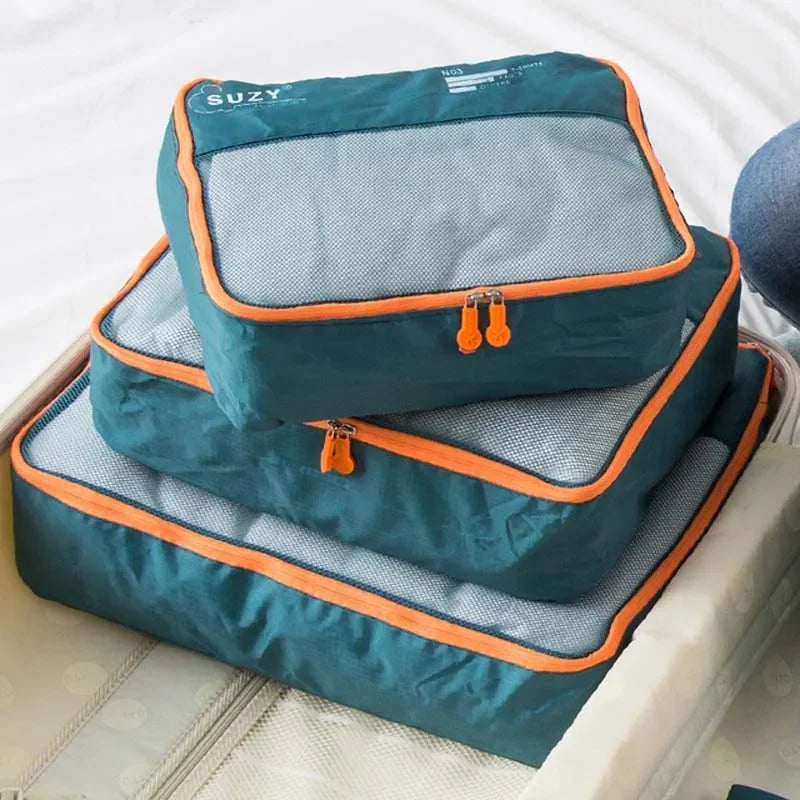 7/6-Piece Travel Organizer Storage Bags Set - Portable Luggage Organizer for Clothes, Shoes, and Packing Tidy Pouches