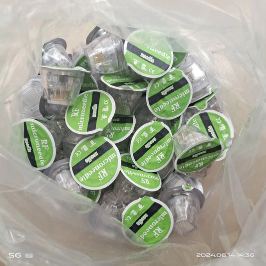 Disposable Green Insulated Cartridge Consumables, Gold-Plated 10/25/64 Pins Nano Cartridges, Accessory for RF Treatments