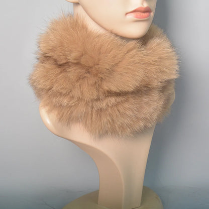 2025 Real Fox Fur Scarf and Headband – Luxury Winter Neck Warmer for Women, 100% Natural Fur, Elastic Ring Muffler