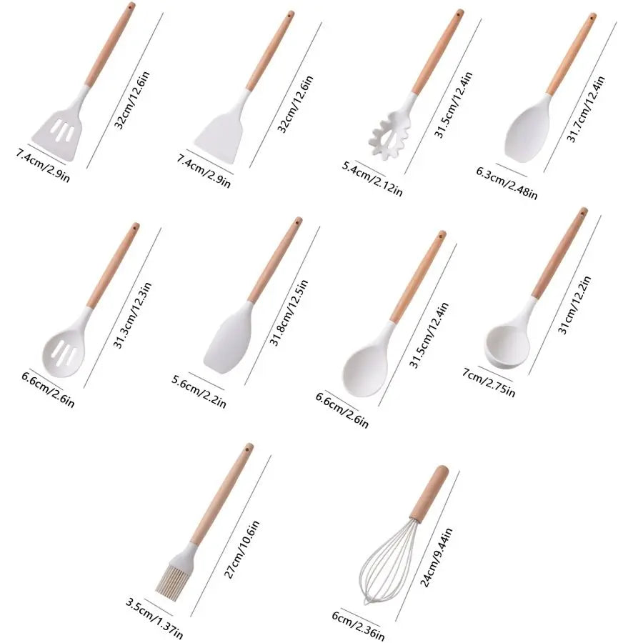 19-Piece Food Grade Silicone Kitchenware Set – Cooking Spoon, Shovel, Cutting Board, Fruit Knife & Chef Knife