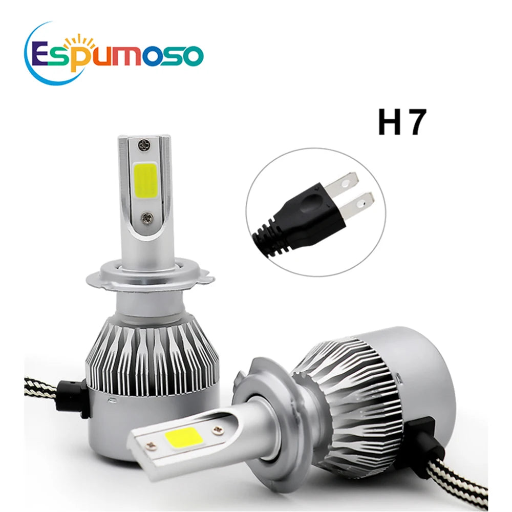 2PCS C6 LED Headlight Bulbs - Universal Car Headlamp Replacement H4 H7 H11 H8 H9 H10 H13 9004 9005 9006 9007 880 H27