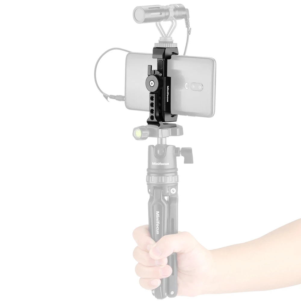 Metal Cell Phone Tripod Mount - Smartphone Holder Adapter with Cold Shoe & Arca Swiss Compatibility for iPhone 13 12 11 Max Pro X XR Xs 6 7 8 Plus