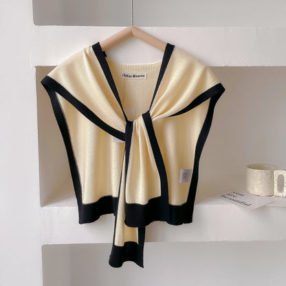 Spring & Autumn Striped Knitted Shawl – High-Grade Neck and Shoulder Scarf for Summer Office & Air-Conditioned Rooms