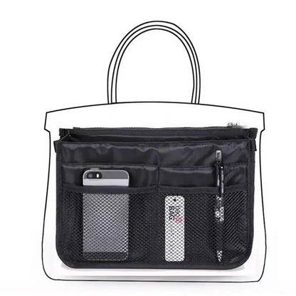 Women’s Nylon Makeup Organizer Insert Bag – Large Capacity Travel Cosmetic Handbag Liner & Tote Purse Organizer for Ladies