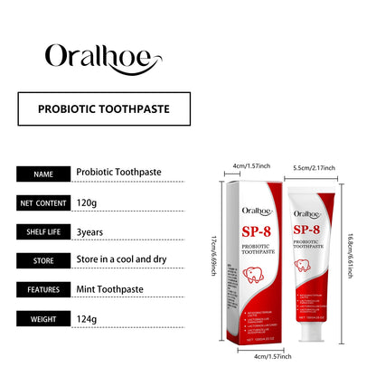 SP-8 Probiotic Whitening Toothpaste – Mint Fresh Breath, Deep Clean, Plaque & Stain Removal for Oral Hygiene
