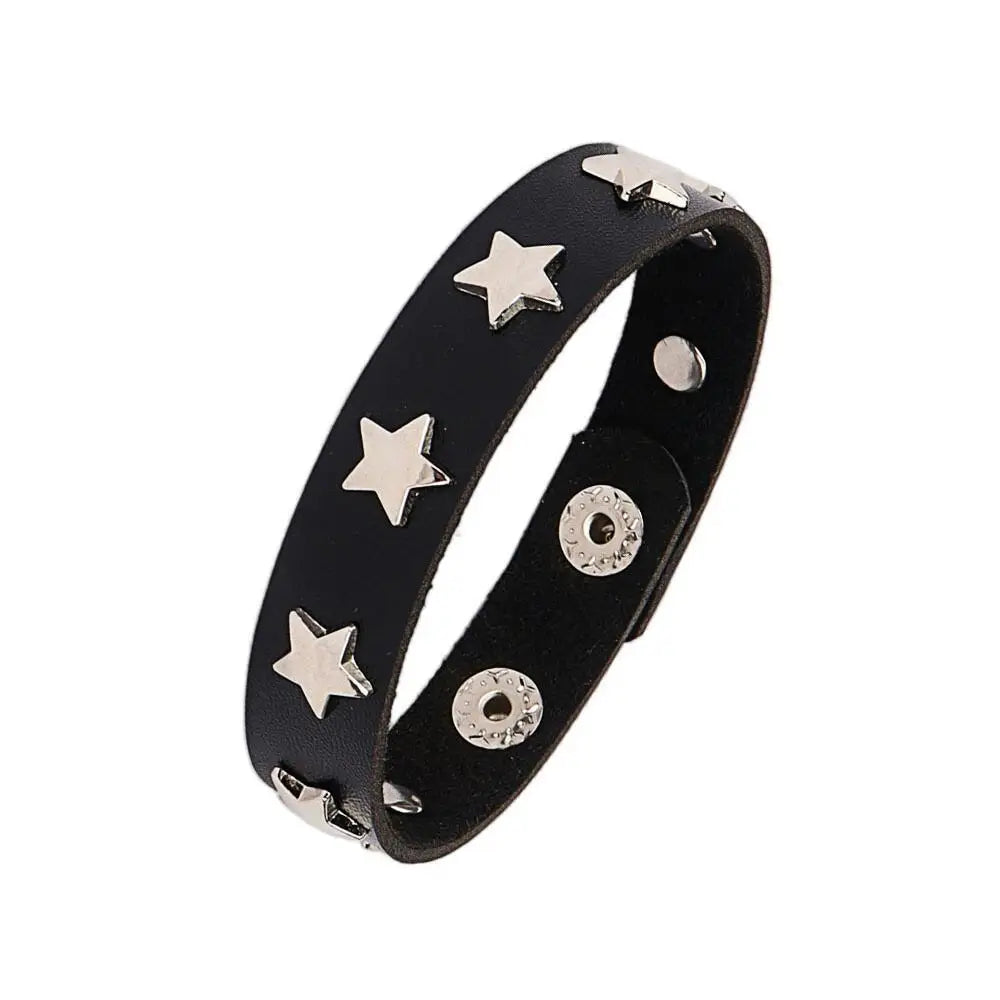 2024 Punk Cool Adjustable PU Bracelet for Men & Women – Vintage Gothic, Hip Hop, Rock, Kpop Dancer Jewelry Accessories