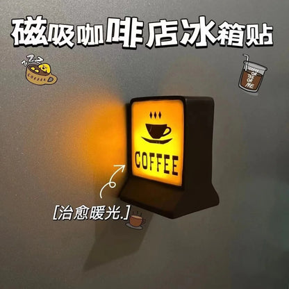 Magnetic Fridge Stickers – Coffee Shop 711 Luminous Light Box, Creative Convenience Store Decor & Home Ornament
