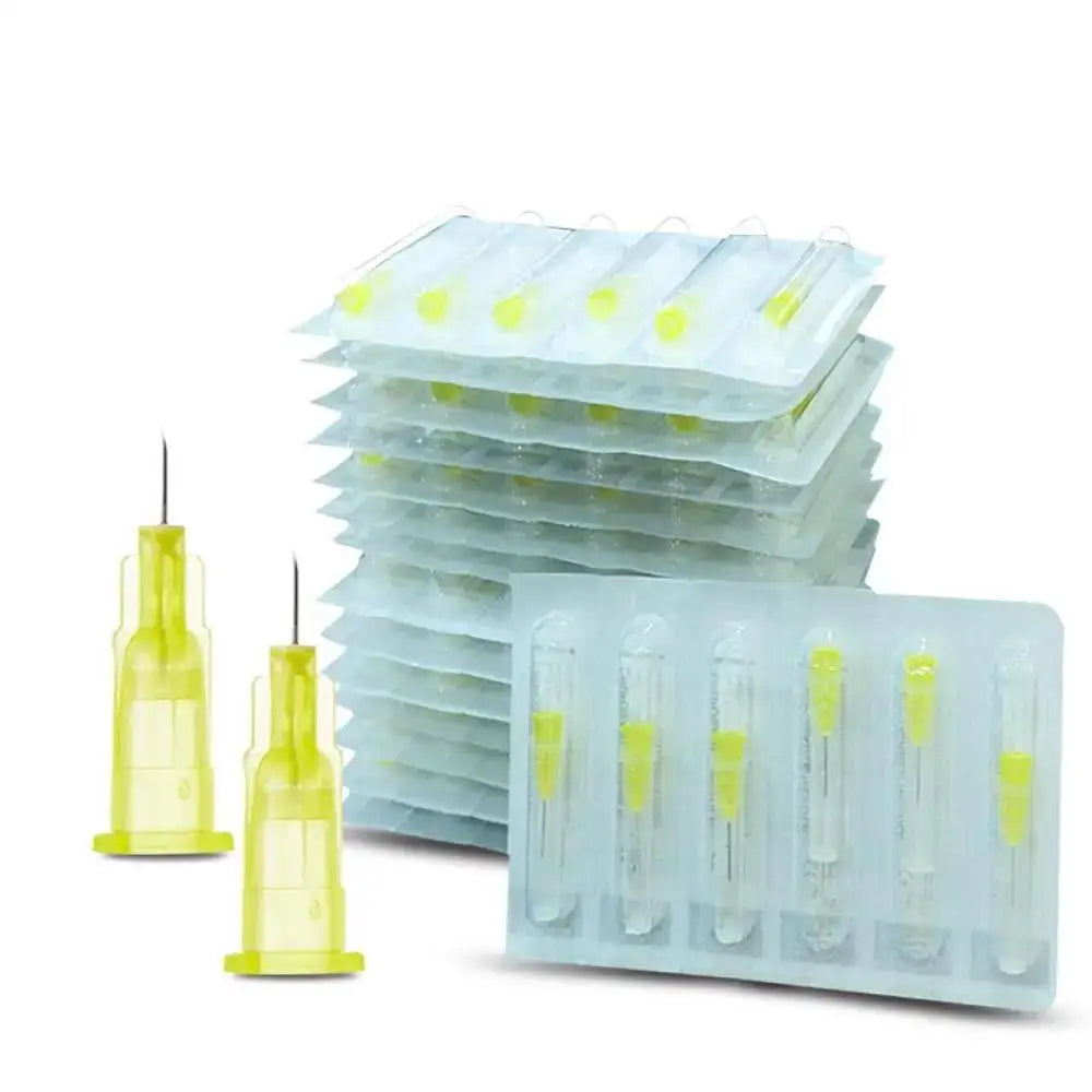100PCS 30G Painless 4/6/13mm Ultrafine Transparent Syringe Needles with Clear Tip Cap - Beauty & Pharmaceutical Use