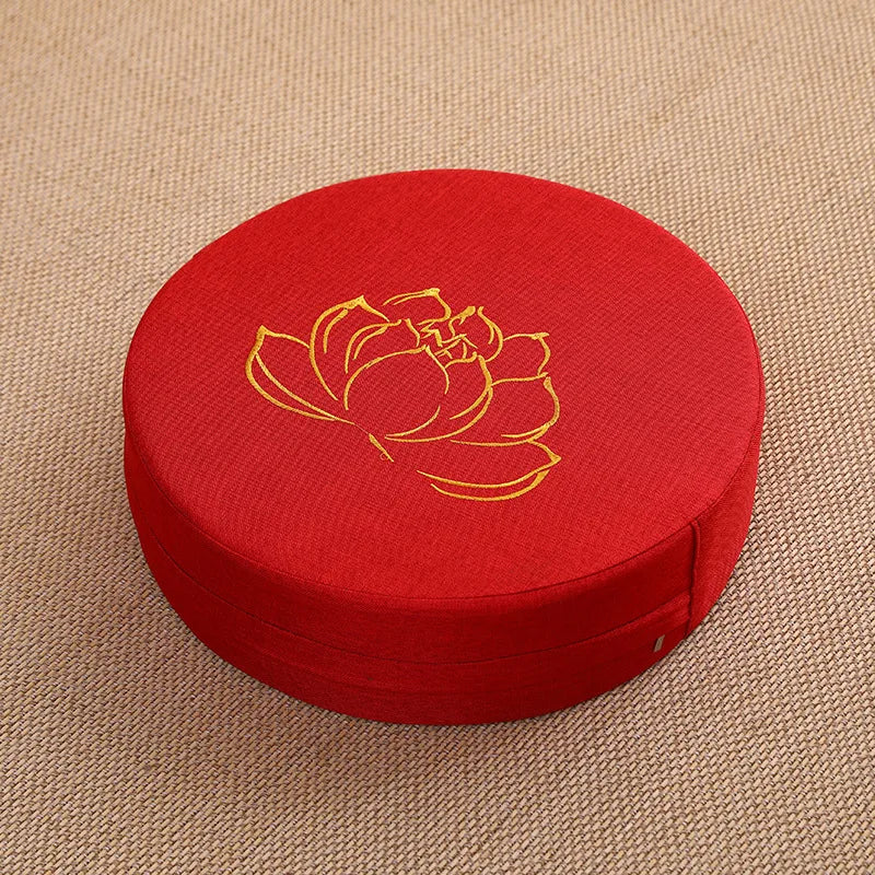 Yoga Meditation Cushion – 40x6cm Hard Linen Lotus Pillow with Backrest, Removable & Washable Tatami Mat