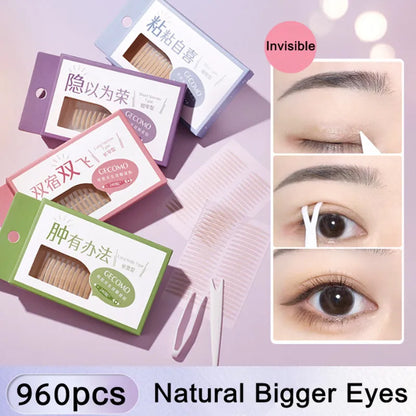 960PCS Invisible Double Eyelid Tape Stickers – Long-Lasting Clear & Beige Self-Adhesive Eye Lift Tools