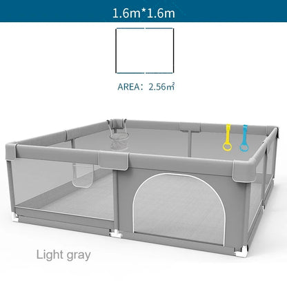 IMBABY Baby Playpen – Light Gray Corralito with Pull Ring, Child Safety Barrier Fence and Ball Box for Baby Playground