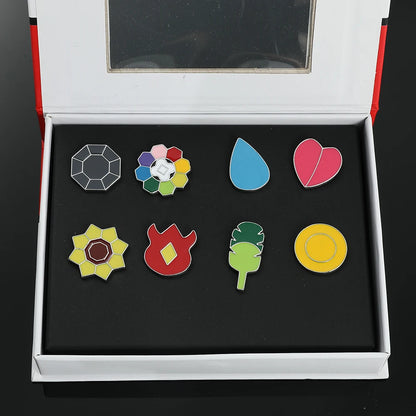 Pokémon Gym Badges Box Set – Kanto, Johto, Hoenn, Sinnoh, Unova, Kalos & Orange Islands Region Pins and Brooches