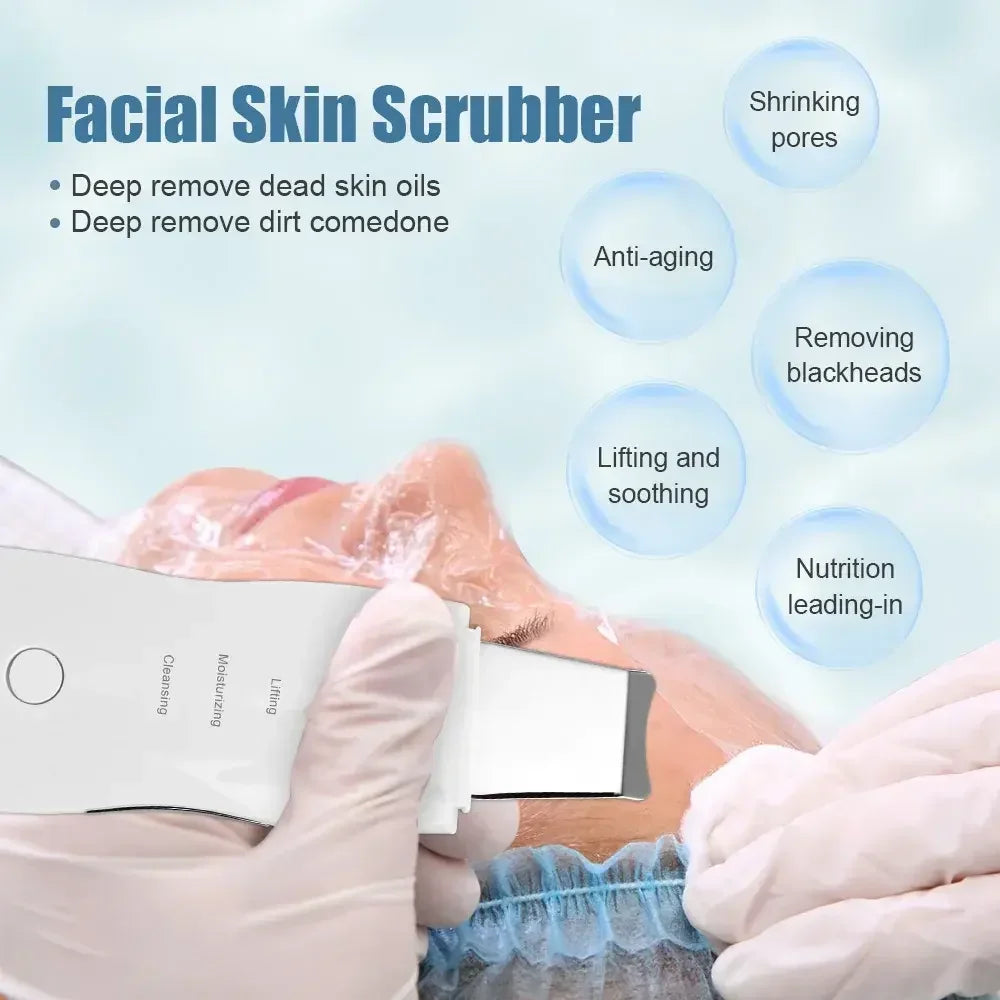 Deep Vibrating Skin Scrubber Facial Cleaner Spatula – Blackhead Remover & Pore Peeling Ultrasonic Facial Massager Tool