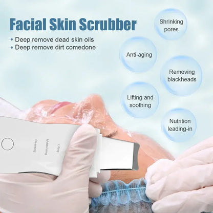Deep Vibrating Skin Scrubber Facial Cleaner Spatula – Blackhead Remover & Pore Peeling Ultrasonic Facial Massager Tool