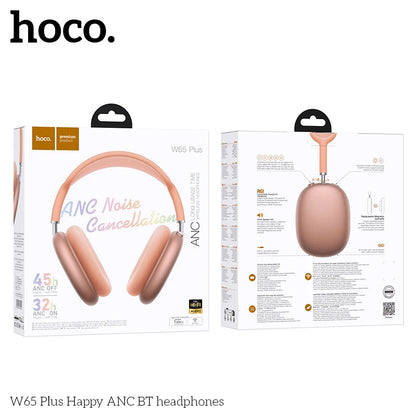 HOCO W65 Plus ANC Bluetooth Headphones – Over-Ear Wireless HiFi Sport Headset with Noise Reduction & Control Button