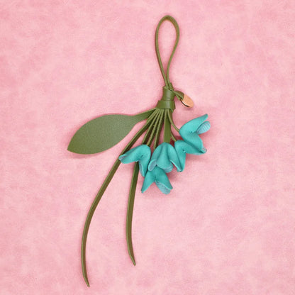 Genuine Leather Flower Bag Pendant Keychain – Original Handmade Osmanthus & Tulip Design, Exquisite Floral Charm for Bags & Accessories